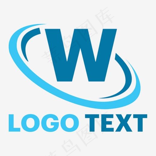 蓝色科技感W字母标志设计