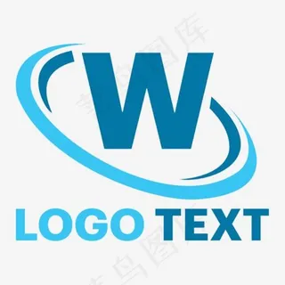 蓝色科技感W字母标志设计