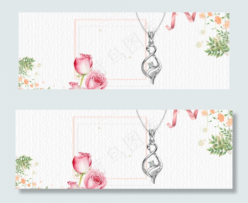 99钻石项链促销文艺灰色banner背景图片素材