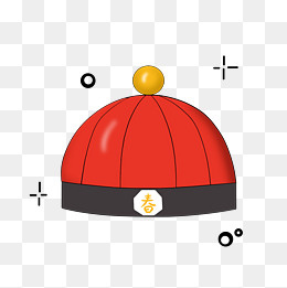 手绘新年帽子元素,免抠元素