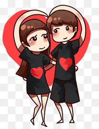 情人节情侣比心卡通,免抠元素