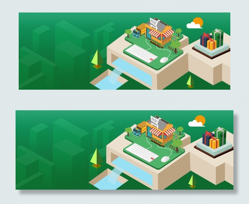 2.5D促销购物电脑商城海报背景图片素材