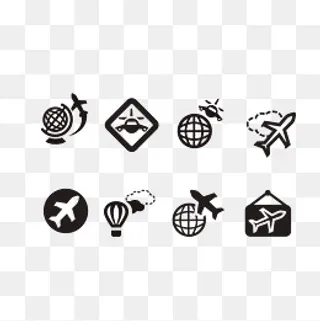 飞机旅行图标合集,免抠元素