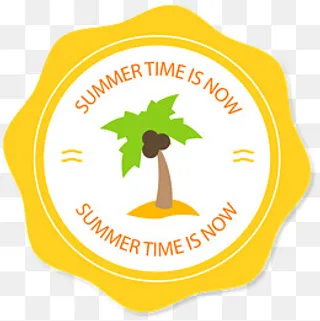 手绘时尚夏季沙滩标签设计,免抠元素