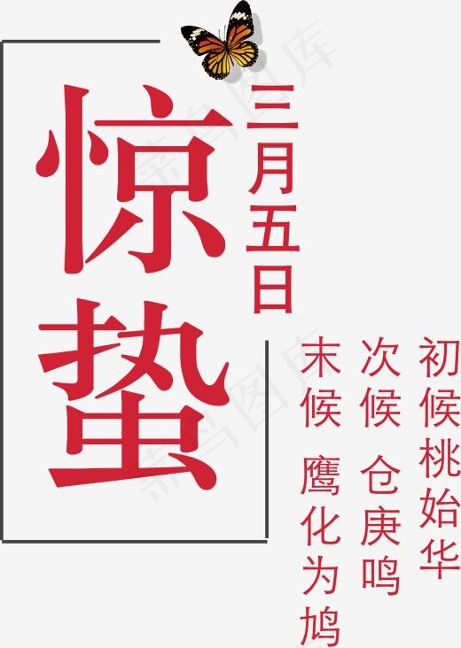 惊蛰二十四节气相关字句,免抠元素艺术字(1609*2263px)psd模版下载