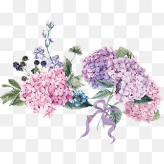 彩绘水彩紫色花卉花束矢量素材,免抠元素