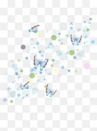 漂浮蓝色清新混合蝴蝶树叶花瓣装