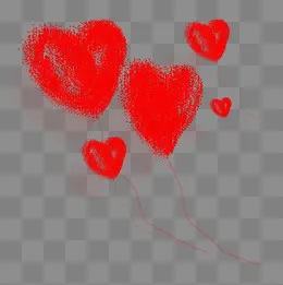 红色漂浮心形PNG素材(2000*2000px)psd模版下载