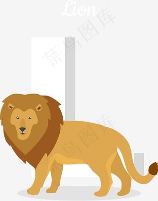 卡通狮子L字母矢量图