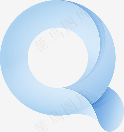 蓝色渐变字母Q,免抠元素艺术字(2942*3126px)ai矢量模版下载