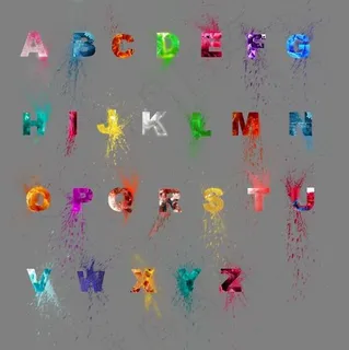 酷炫创意质感泼墨24字母艺术字