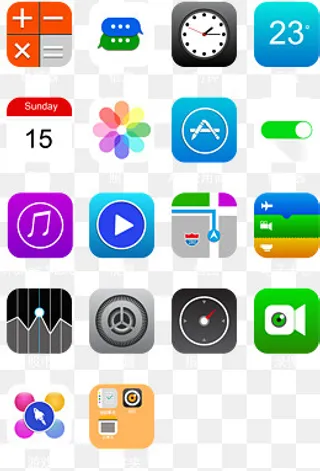 苹果手机系统自带图标,免抠元素