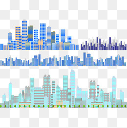 通用节日多彩卡通手绘扁平化城市,免抠元素(2000*2000px)ai矢量模版下载
