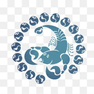 巨蟹座蓝色艺术剪纸,免抠元素