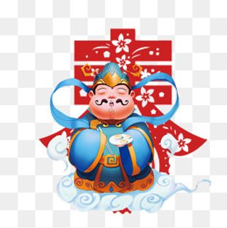 免抠春节红色剪纸灶王爷,免抠元素