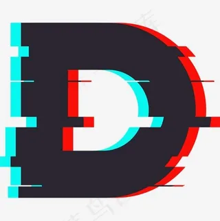 抖音风格字母D设计,免抠元素艺术字