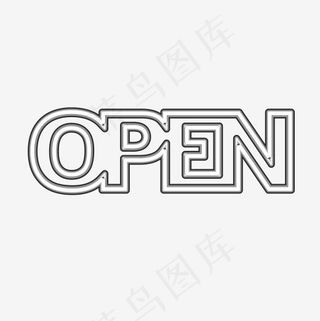 矢量霓虹灯效果OPEN开业字母艺术字