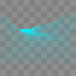 蓝色网格科技感抽象地面线条矢量,免抠元素