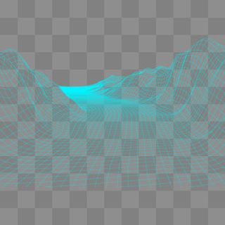 蓝色网格科技感抽象地面线条矢量,免抠元素