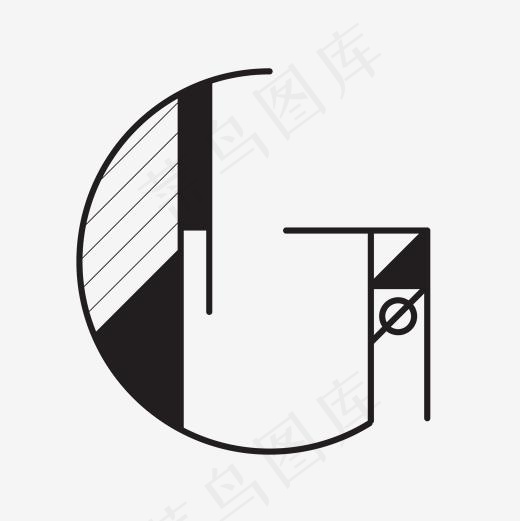 抽象几何线条英文字母G(2001*2001px)ai矢量模版下载