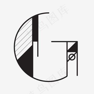 抽象几何线条英文字母G