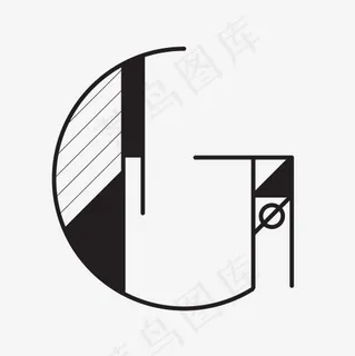 抽象几何线条英文字母G 抽象几何线条英文字母G