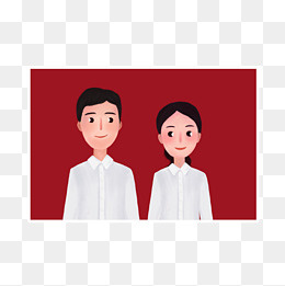 情人节喜庆浪漫情侣手绘结婚证照,免抠元素