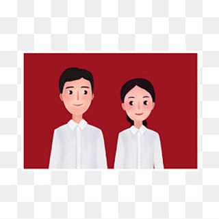 情人节喜庆浪漫情侣手绘结婚证照,免抠元素