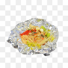 银色锡纸花甲粉食物素材,免抠元素