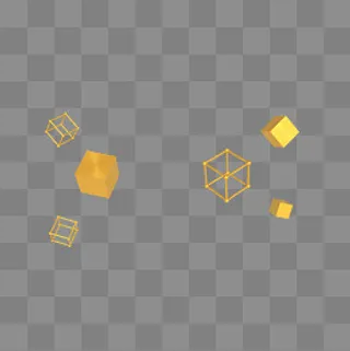 C4D立体金色几何立方体漂浮装饰,免抠元素