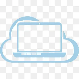 蓝色电脑云朵图,免抠元素 蓝色电脑云朵图,免抠元素