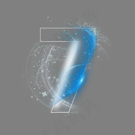 炫酷蓝色星空倒计时数字7(3000X3000(DPI:300))psd模版下载