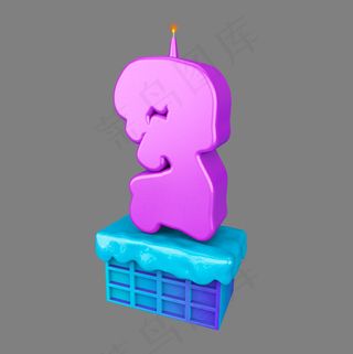 卡通立体炫酷生日蜡烛倒计时数字3