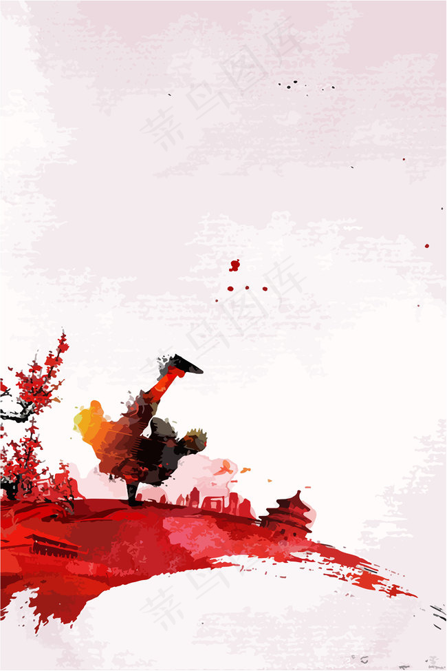 中国风手绘水墨街舞背景图背景图片素材,背景元素