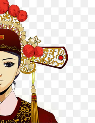 七夕情人节主题古装情侣头像,免抠元素