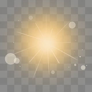 黄色耀眼射线太阳光晕,免抠元素