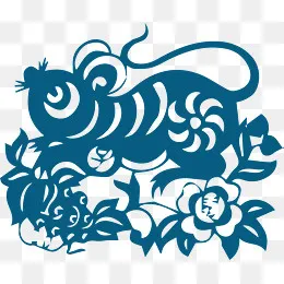 12生肖老鼠剪纸,免抠元素(2182*1830px)ai矢量模版下载