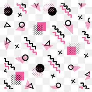 孟菲斯时尚淘宝风格线点正方形透,免抠元素