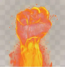 紧握的火焰拳头免扣素材,免抠元素