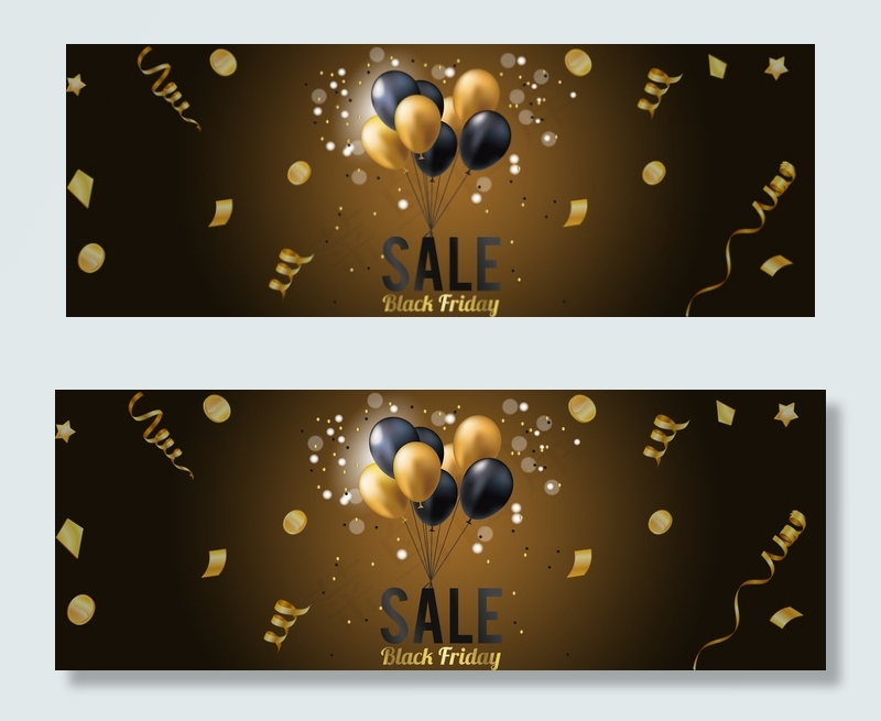 黑色星期五电商狂欢气球黑金简约背景背景图片素材