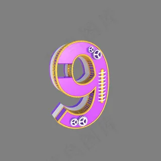 C4D电商活动促销倒计时数字9