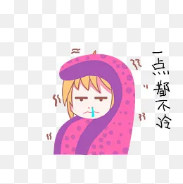 卡通小女孩雨天表情一点都不冷,免抠元素(2000*2000px)psd模版下载