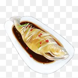 手绘美食清蒸黄花鱼,免抠元素(2000*2000px)psd模版下载