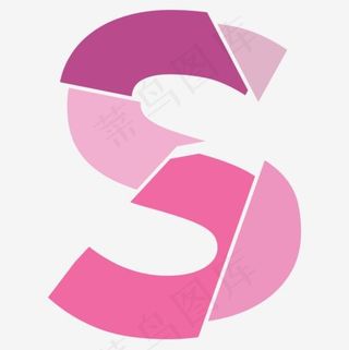 卡通彩色时尚几何拼接英文字母S