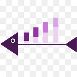 紫色鱼骨柱状图,免抠元素