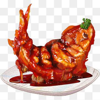 手绘卡通美食新年餐饮东北菜松鼠,免抠元素