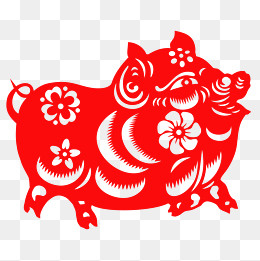 猪年喜庆红色剪纸矢量免抠图,免抠元素(2000*2000px)ai矢量模版下载