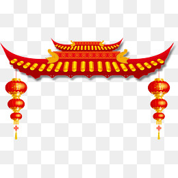 春节红色宫殿屋檐,免抠元素