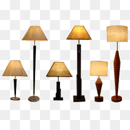 黄色油纸灯罩落地高矮灯,免抠元素