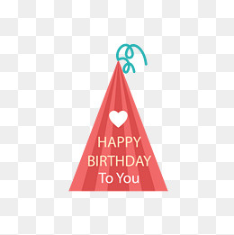 红绿色生日帽生日快乐标签,免抠元素